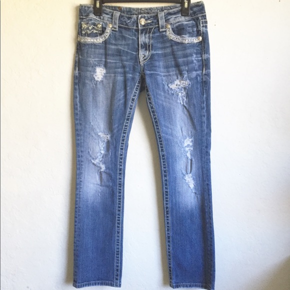 Miss Me Denim - Miss Me Distressed Cuffed Straight Jeans 29